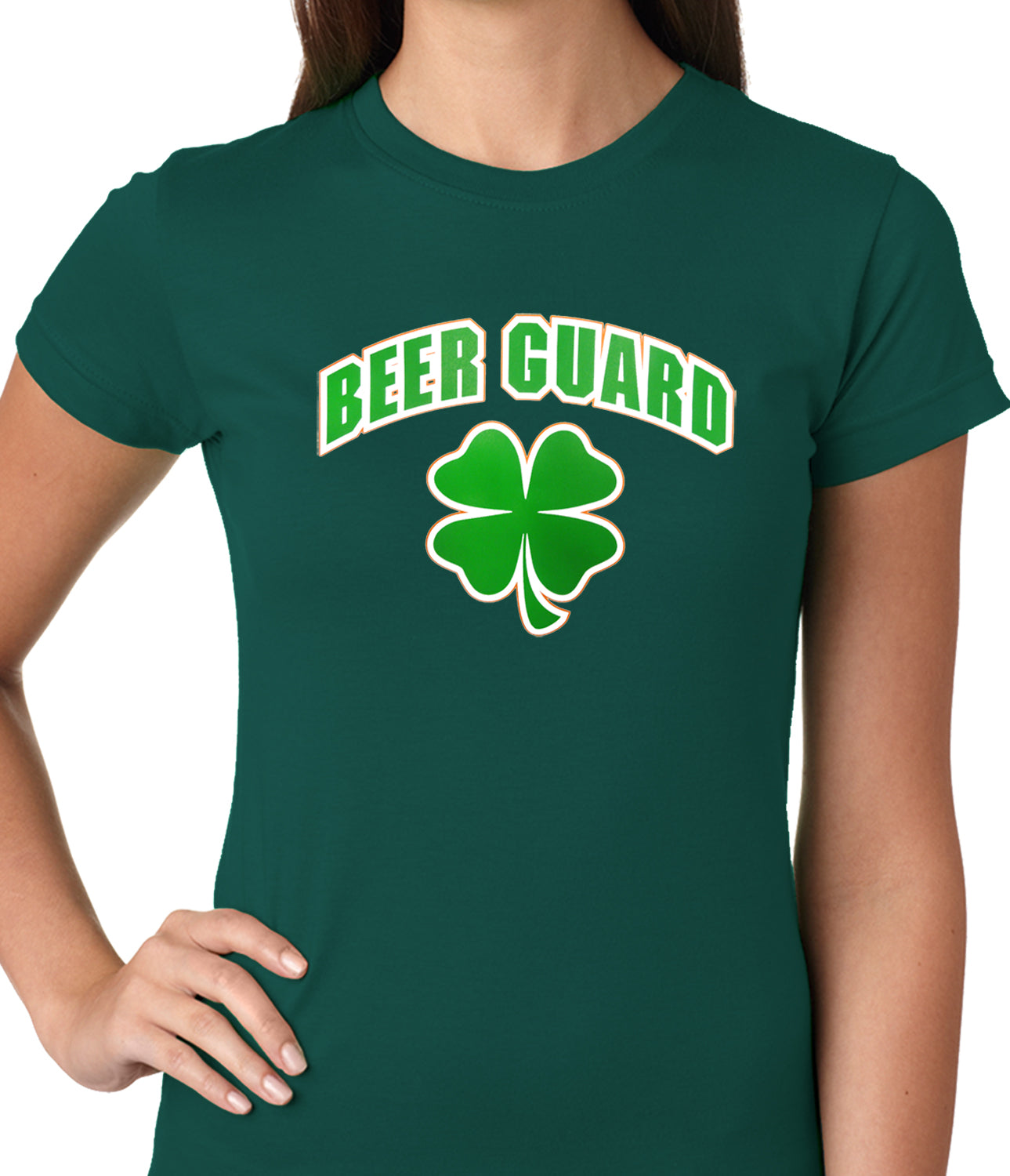 Beer Guard Irish Shamrock St. Patrick's Day Girls T-shirt Kelly Green
