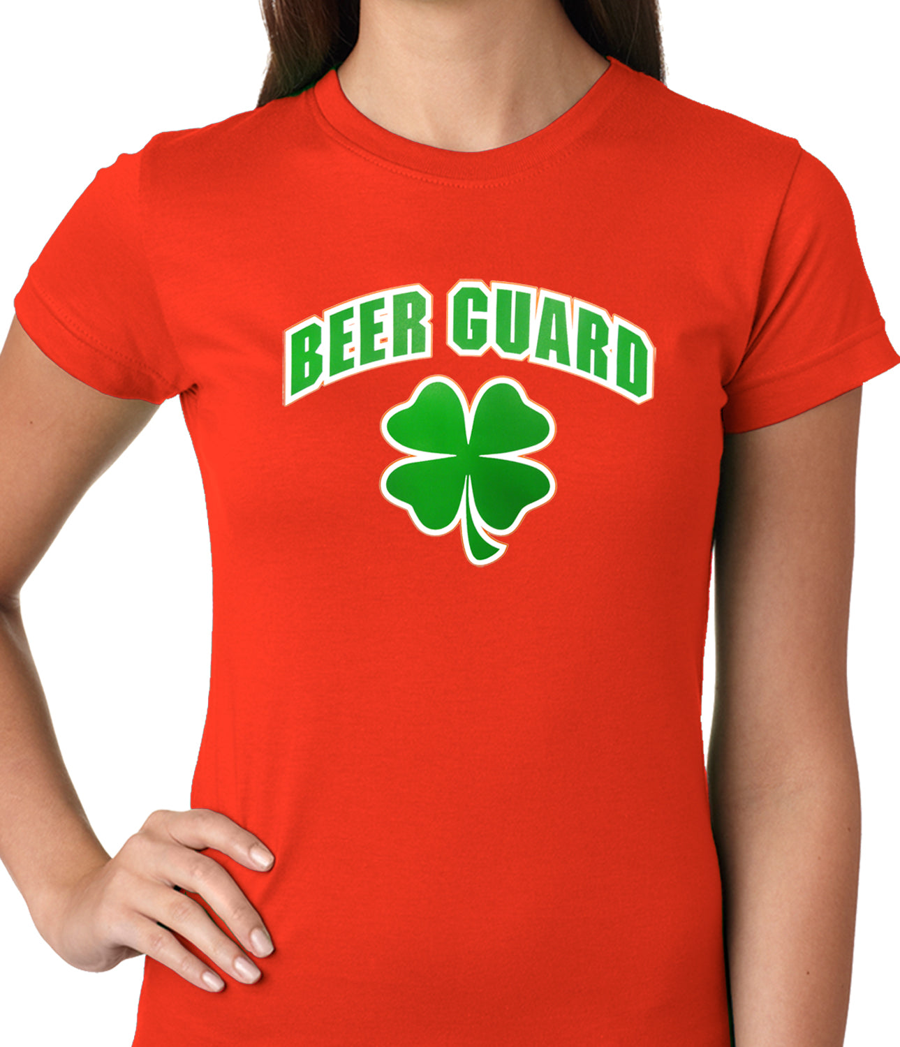 Beer Guard Irish Shamrock St. Patrick's Day Girls T-shirt Red