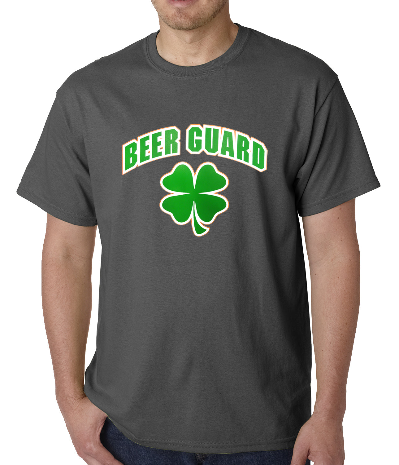 Beer Guard Irish Shamrock St. Patrick's Day Mens T-shirt Charcoal Grey