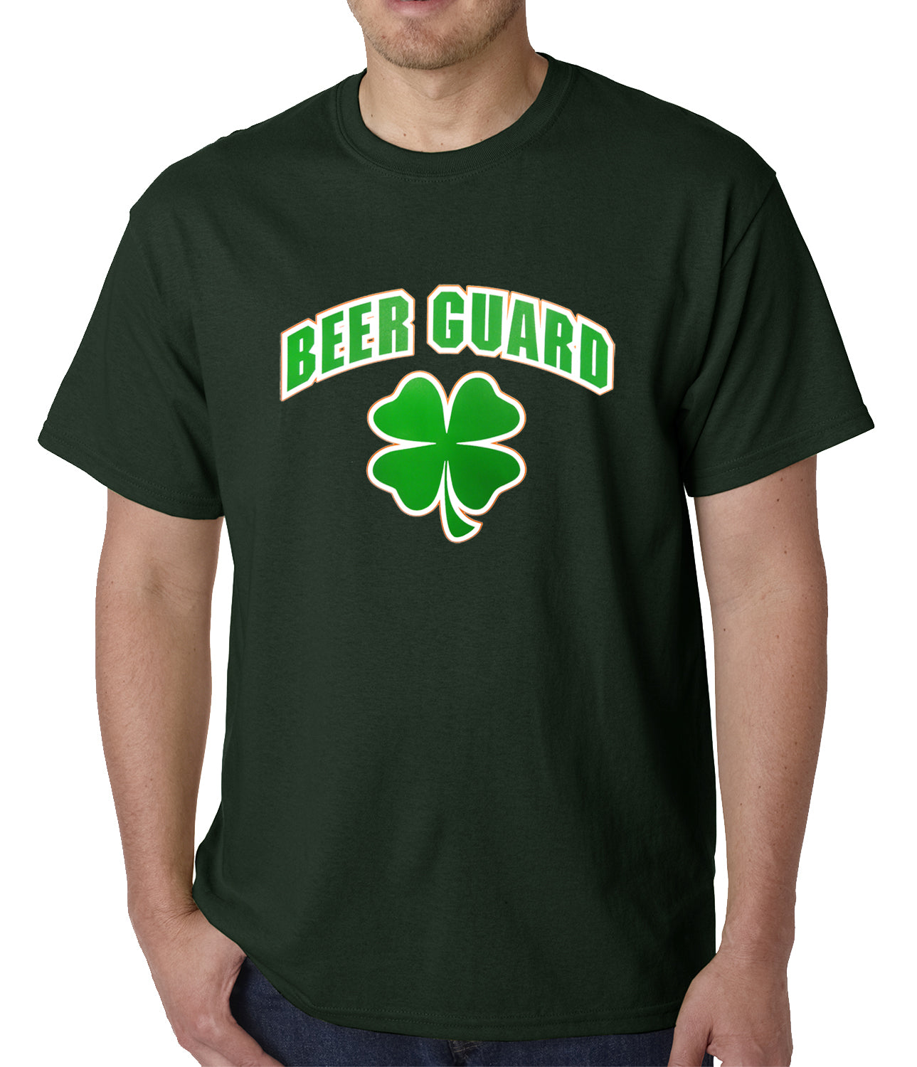 Beer Guard Irish Shamrock St. Patrick's Day Mens T-shirt Forest Green