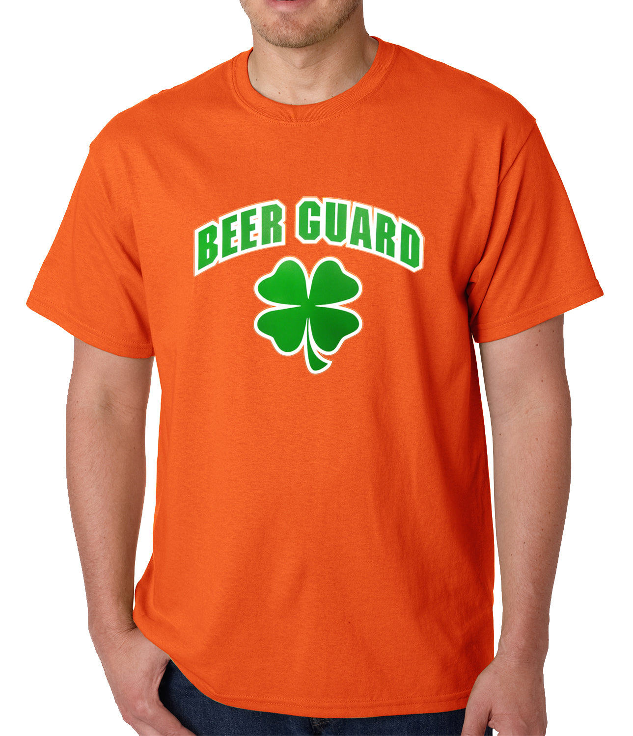 Beer Guard Irish Shamrock St. Patrick's Day Mens T-shirt Orange