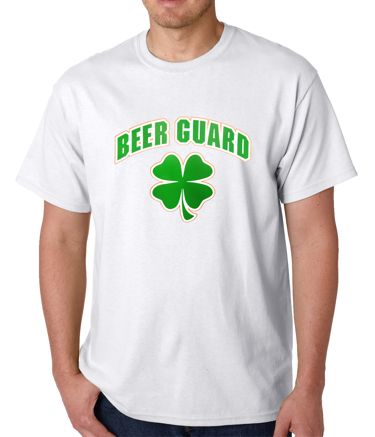 Beer Guard Irish Shamrock St. Patrick's Day Mens T-shirt White