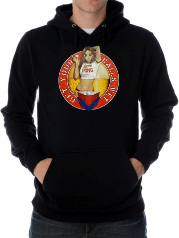 Beer Pong "Get Your Balls Wet Babe" Mens Hoodie