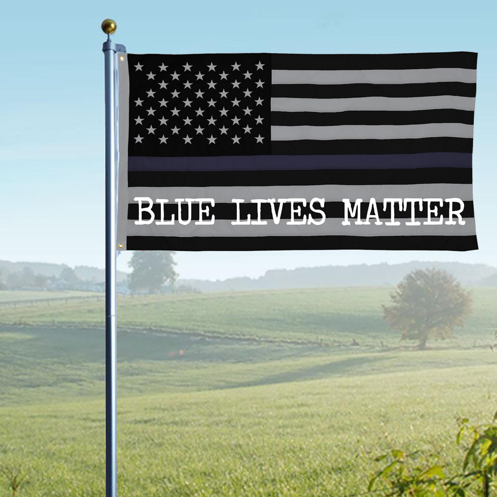 Bewild Brand - Blue Lives Matter American Flag Honoring the Fallen Officer who Made the Ultimate Sacrifice