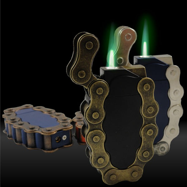 Bike Chain Grenade Green Flame Torch Lighter