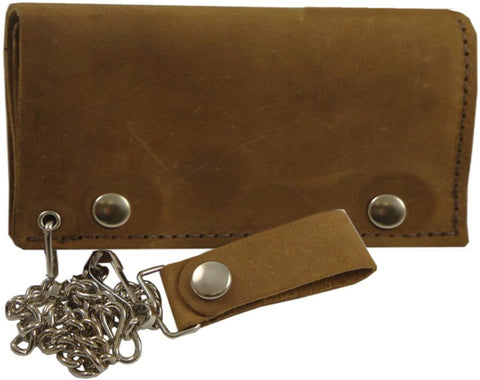 Rustic Brown Leather 6" Biker Chain Wallet