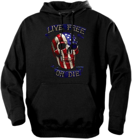 Biker Hoodies - "Live Free or Die American Biker"