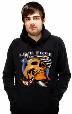 Biker Hoodies - Live Free Or Die Men's Biker Hoodie (Black) –