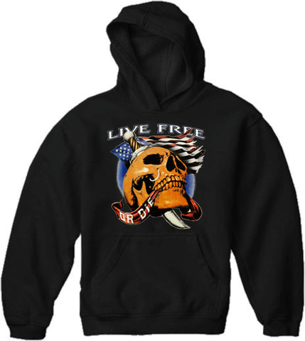 Biker Hoodies - Live Free Or Die Men's Biker Hoodie (Black)