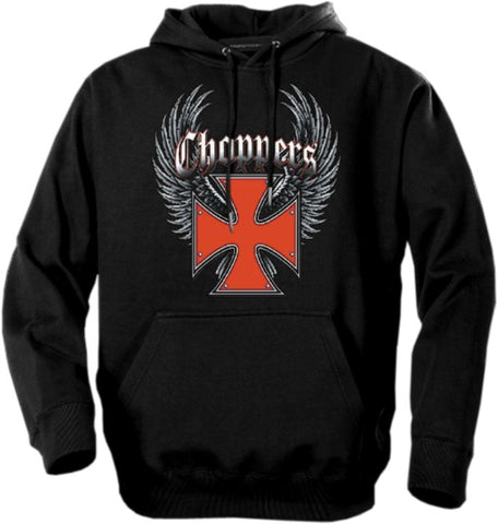 Biker Hoodies - "Winged Chopper Cross" Biker Hoodie