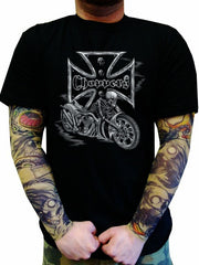 Biker Shirts - "Chopper Skeleton Bike" Biker Shirt