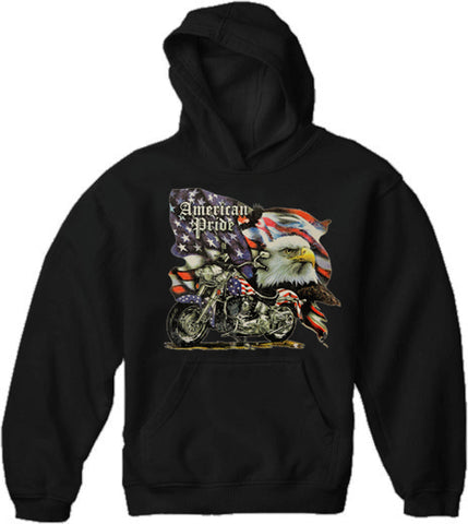 Biker SweatShirts - "American Pride" Biker Hoodie (Black)