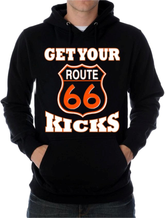 Biker SweatShirts - "Get Your Kicks Route 66" Biker Hoodie