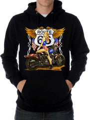 Biker SweatShirts - "Route 66 Pin Up" Biker Hoodie Man