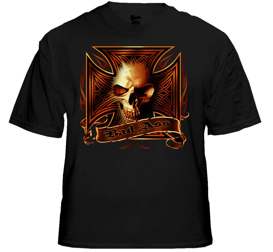 Biker T-Shirts - "Bad Ass Iron Cross" Biker Shirt