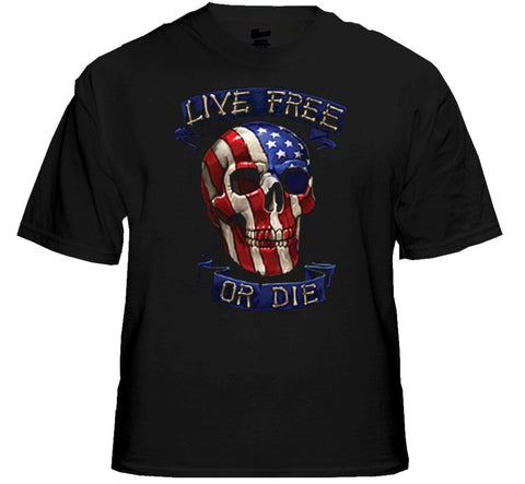 Biker T-Shirts - "Live Free or Die American Biker" Biker Shirt