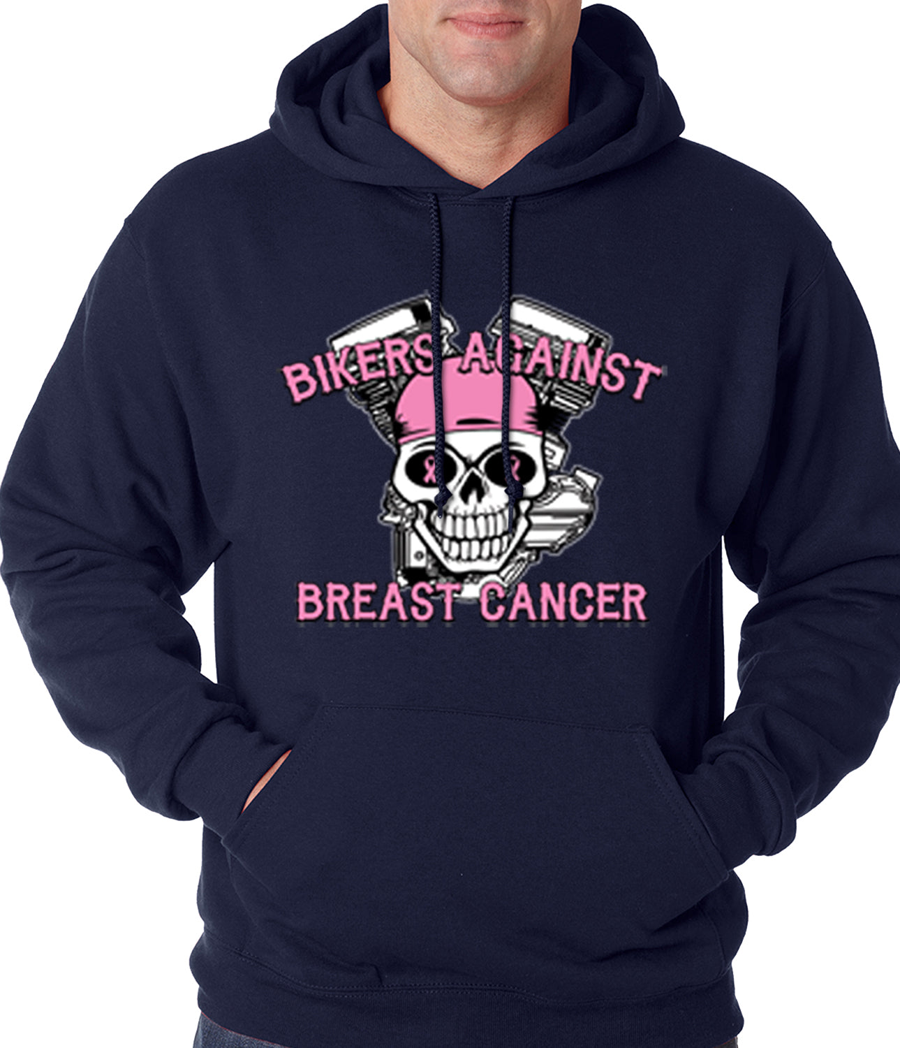 Navy Blue Bikers Against Breast Cancer Hoodie