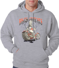 Bikes and B*tches Biker Adult Hoodie Grey