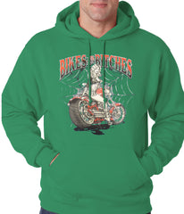 Bikes and B*tches Biker Adult Hoodie Kelly Green