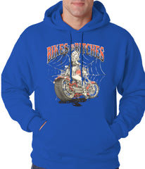 Bikes and B*tches Biker Adult Hoodie Royal Blue