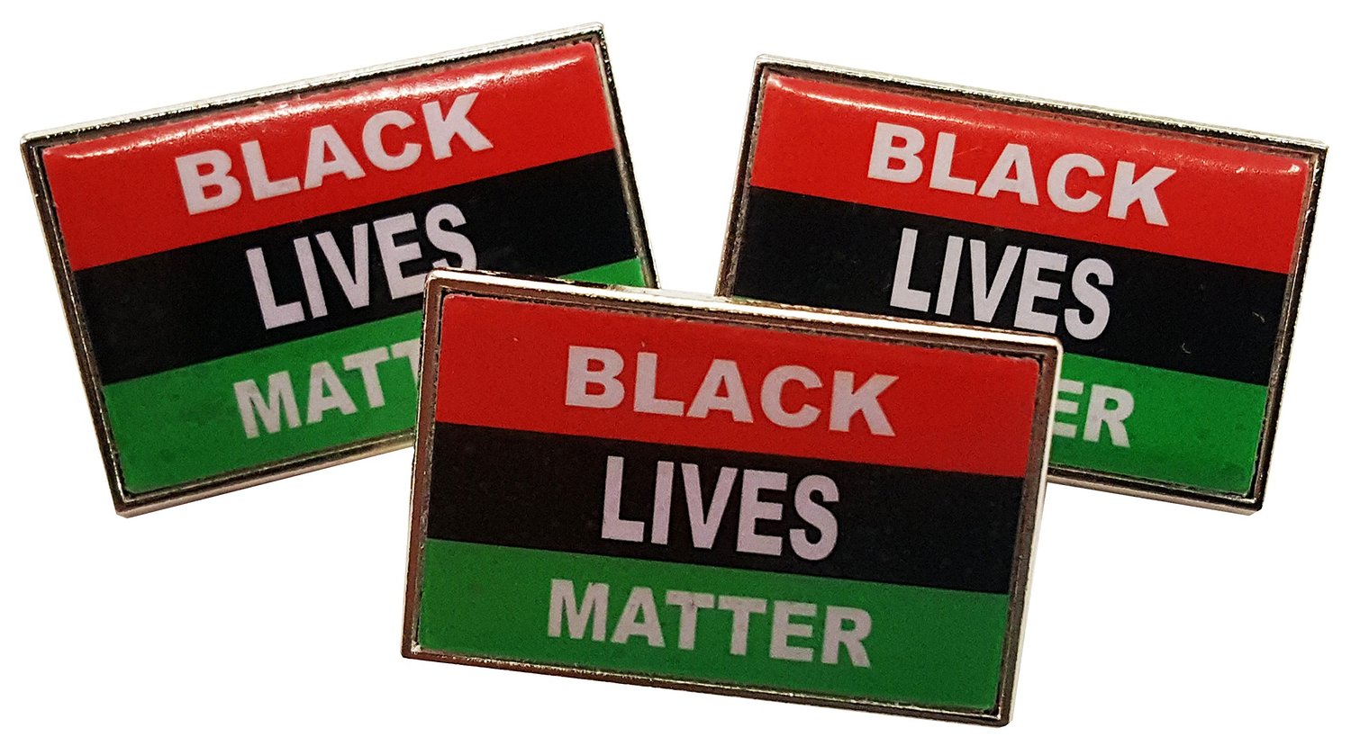 Black Lives Matter African American Flag Epoxy Coated Lapel Pin (Set of 3)