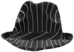 Black Pin-Striped Fedora Hat