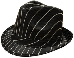 Black Pin-Striped Fedora Hat