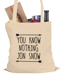 (Black Print) You Know Nothing Jon Snow Tote Bag