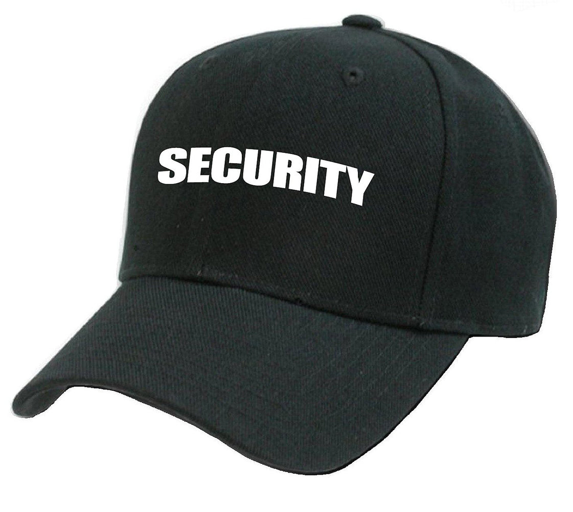 Security Baseball Hat with Adjustable Strap (Black)