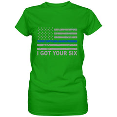 Blue Line American Flag - I Got Your Six - Blue Lives Matter Ladies T-shirt