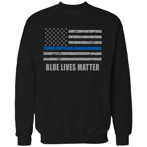 Blue Lives Matter Blue Line Flag Adult Crewneck