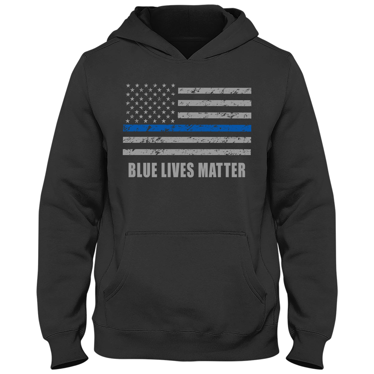 Blue Lives Matter Blue Line Flag Adult Hoodie