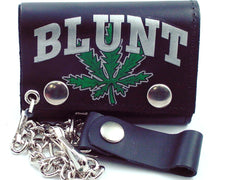 Blunt Pot Leaf Genuine Leather Chain Wallet 