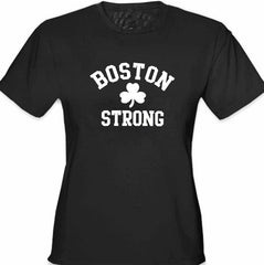 Boston Strong Irish Shamrock Girl's T-Shirt Black