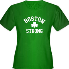Boston Strong Irish Shamrock Girl's T-Shirt Kelly Green