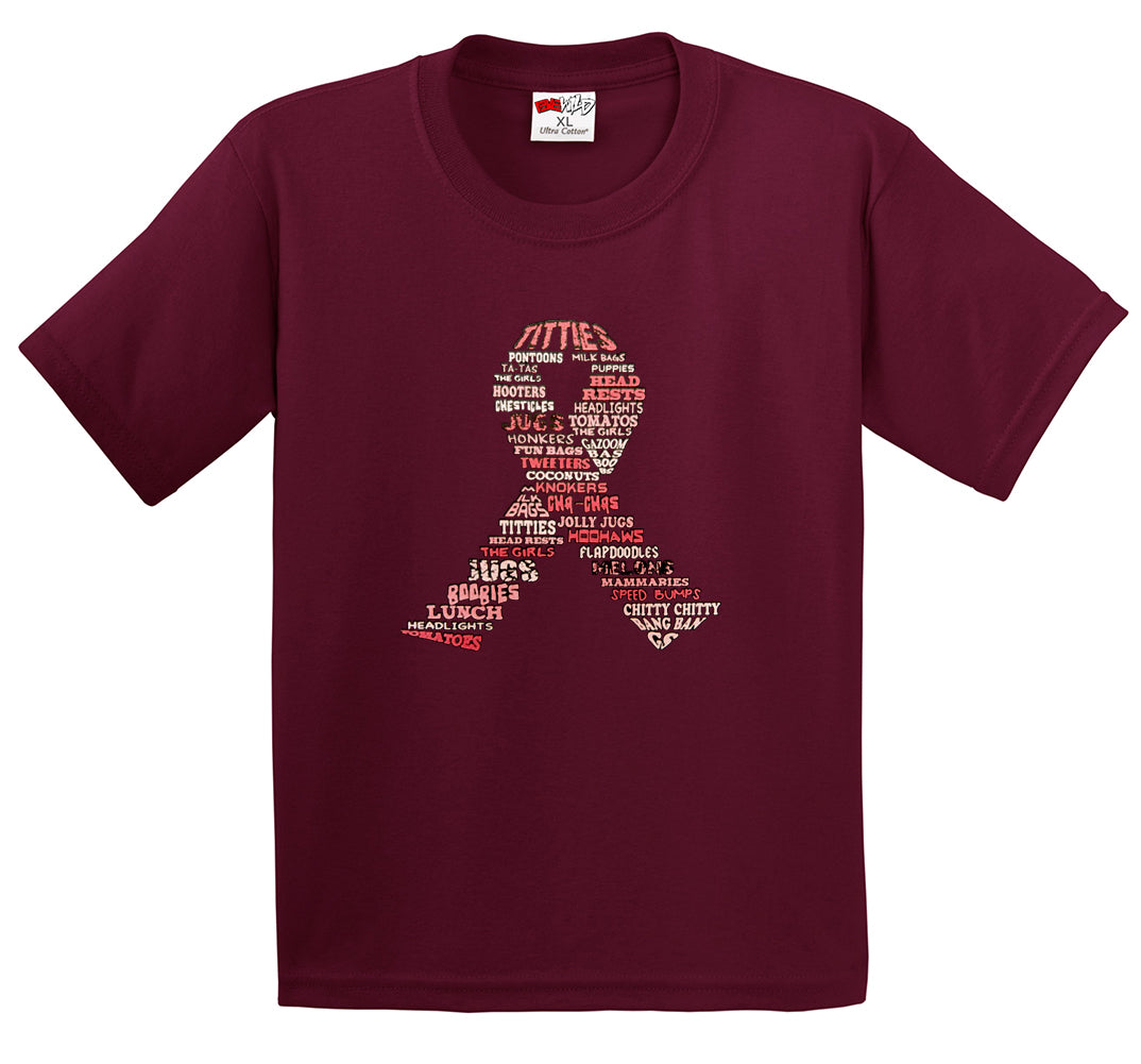 Men's T-shirt Created Out of 50 Slang Terms for Breast Cancer