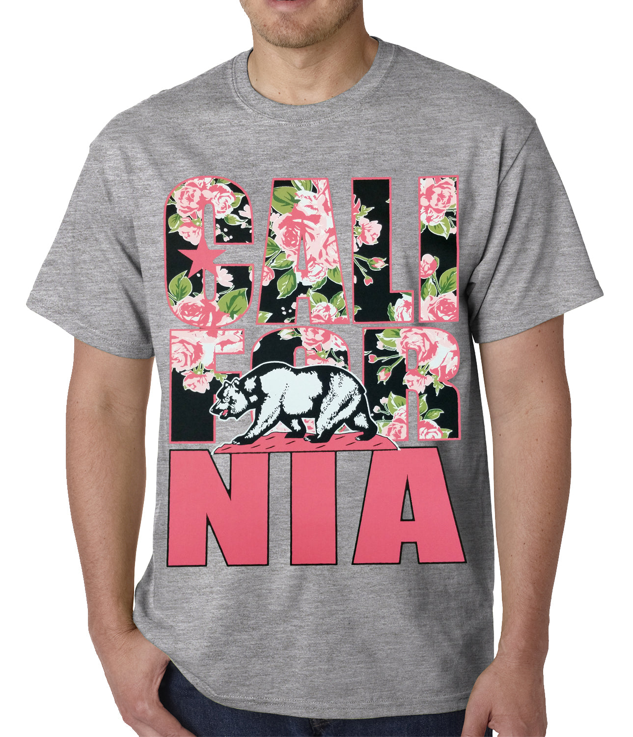 California Floral Pattern Mens T-shirt