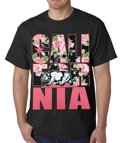 California Floral Pattern Mens T-shirt