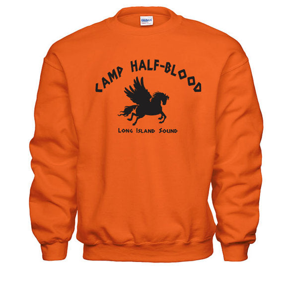 Camp Half Blood Long Island Sound Crew Neck Sweatshirt  (Orange)