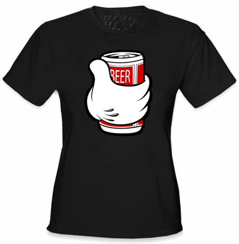 Cartoon Hand Beer Can Girl's T-Shirt