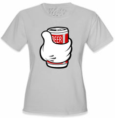 Cartoon Hand Beer Can Girl's T-Shirt