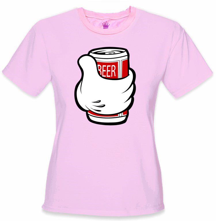Cartoon Hand Beer Can Girl's T-Shirt