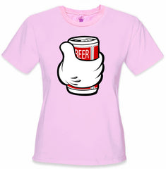 Cartoon Hand Beer Can Girl's T-Shirt