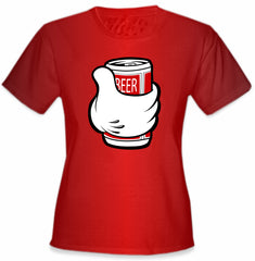 Cartoon Hand Beer Can Girl's T-Shirt