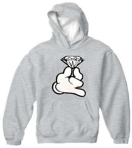 Cartoon Hand With Diamond Adult Hoodie