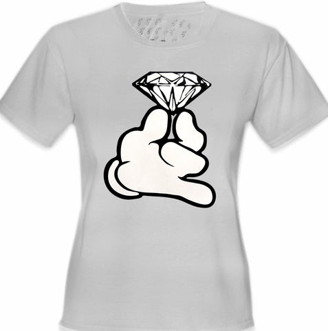 Cartoon Hand With Diamond Girl's T-Shirt