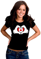 Cartoon Hands Canadian Flag Girl's T-Shirt