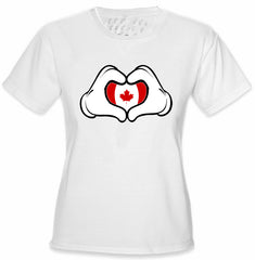 Cartoon Hands Canadian Flag Girl's T-Shirt