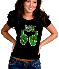 Cartoon Hands Dope Pot Leaf Pattern Girl's T-Shirt