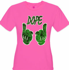 Cartoon Hands Dope Pot Leaf Pattern Girl's T-Shirt
